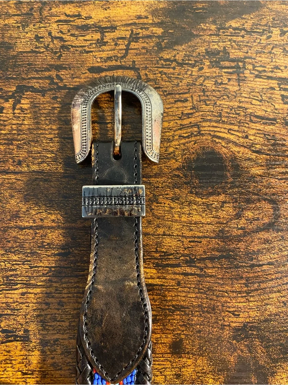 Beaded Leather Belt
